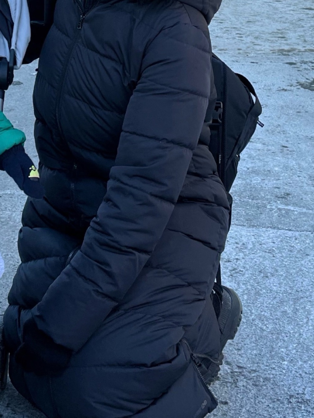 Lands' End Women’s Black Long Quilted Puffer Coat with Hood